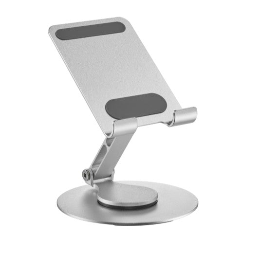 Brateck PHS06-6 FOLDING ALUMINUM PHONE & TABLET STAND WITH 360° ROTATION Fits smartphone and tablet ≤10“ - Silver-0