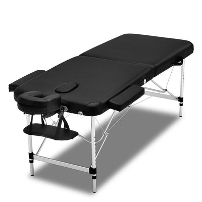 Zenses Massage Table 55cm Portable 2 Fold Aluminium Beauty Bed Black-0