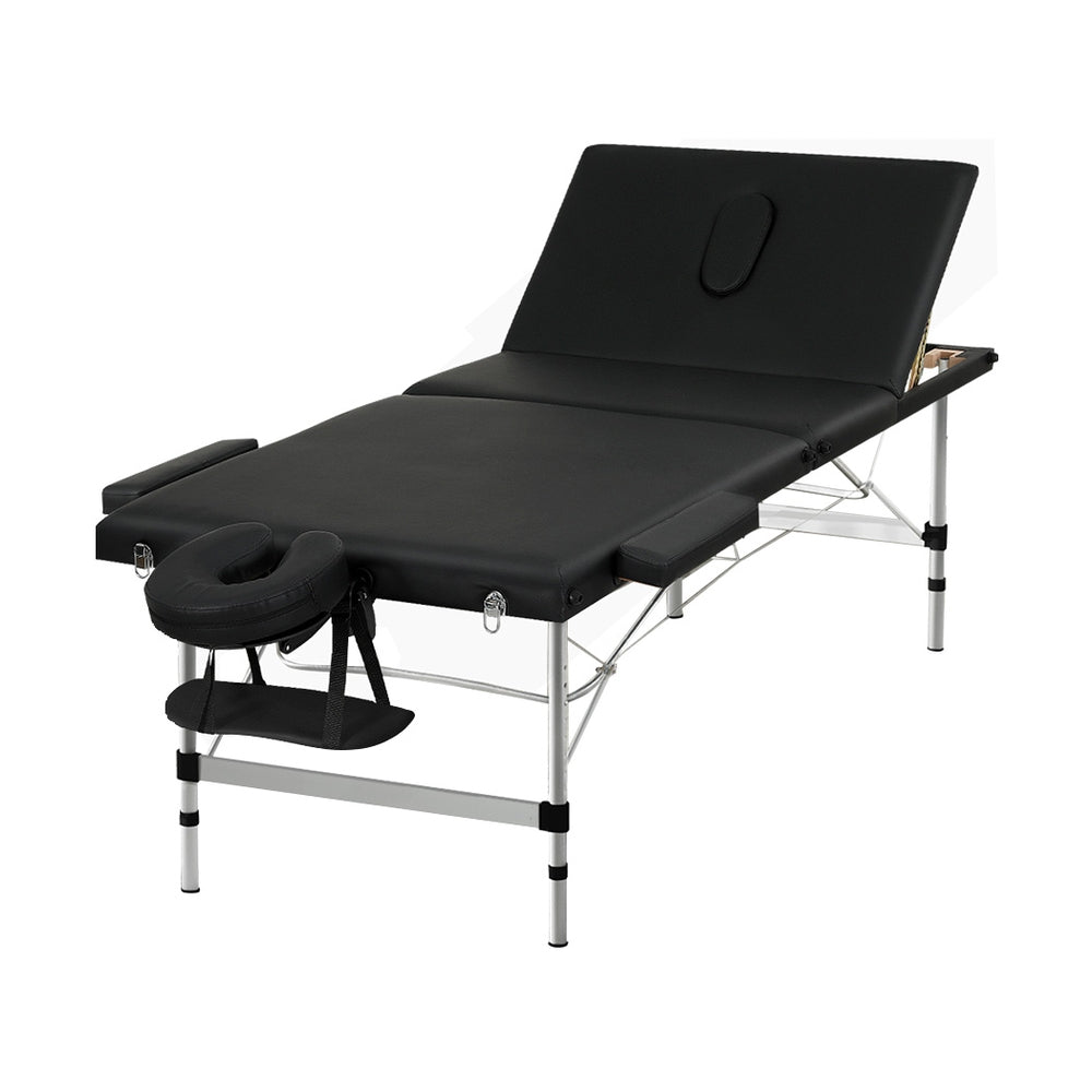 Zenses Massage Table 85cm Portable 3 Fold Aluminium Beauty Bed Black-0