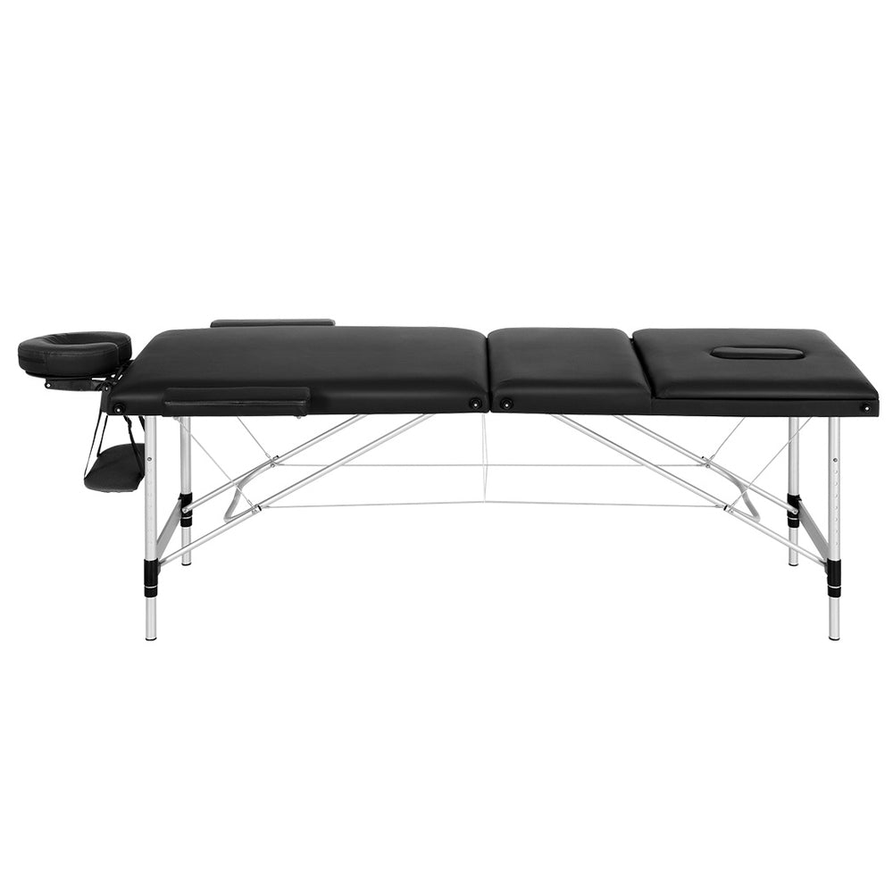 Zenses Massage Table 85cm Portable 3 Fold Aluminium Beauty Bed Black-2