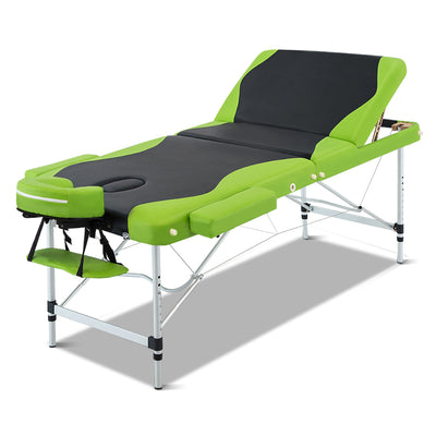 Zenses Massage Table 75cm Portable 3 Fold Aluminium Beauty Bed Green-0