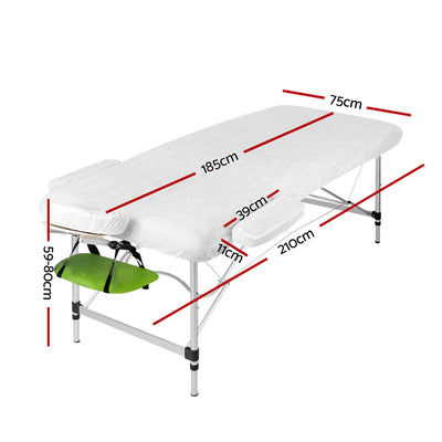 Zenses Massage Table 75cm Portable 3 Fold Aluminium Beauty Bed Green-1