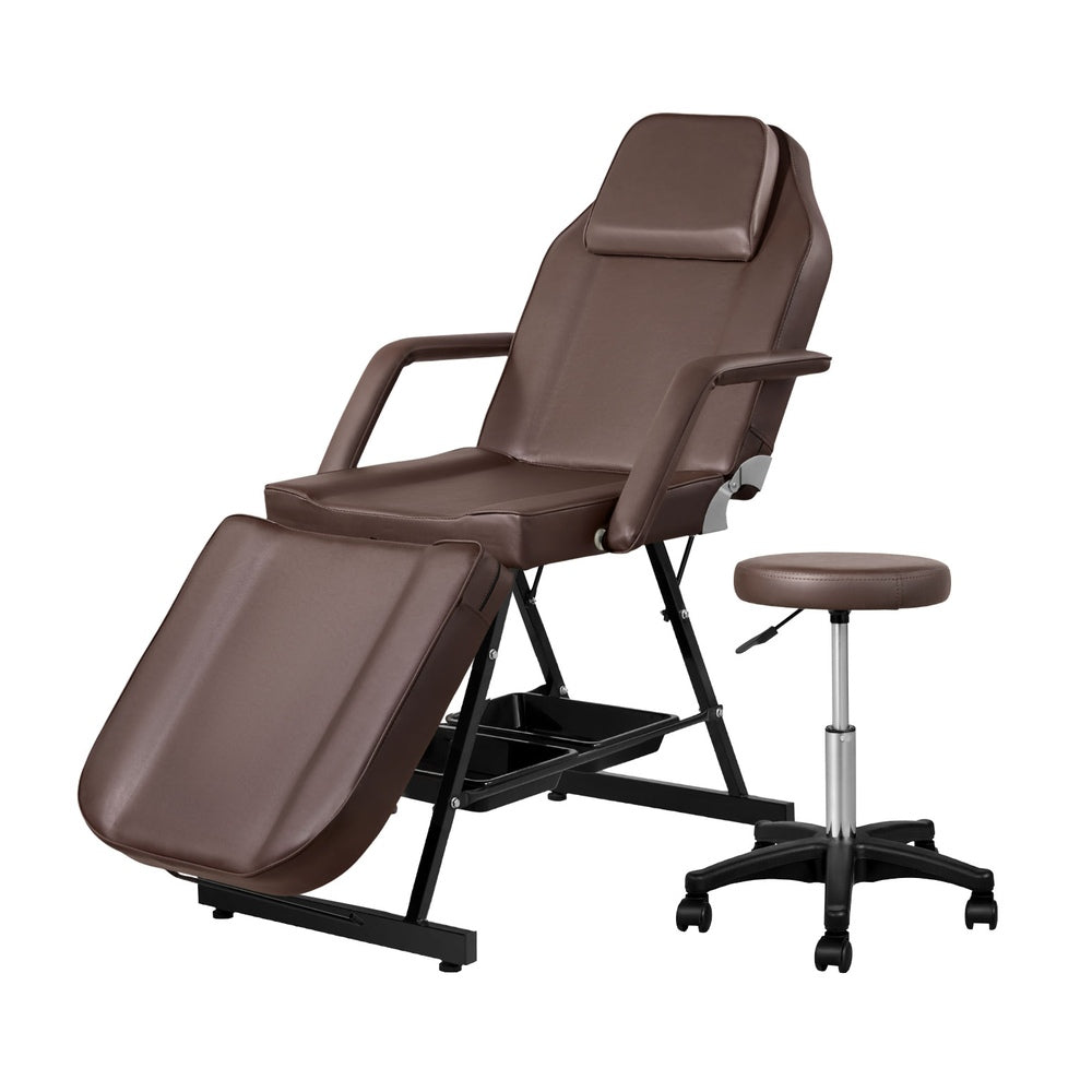 Zenses Massage Table Adjustable Salon Bed Chair 3-Fold Brown-0