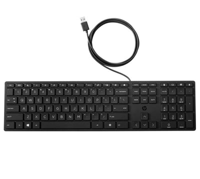 HP Wired 320K Full-Sized Keyboard - Compatible with Windows 10, Desktop PC, Laptop, Notebook USB Plug and Play Connectivity, Easy Cleaning 1YR WTY-0