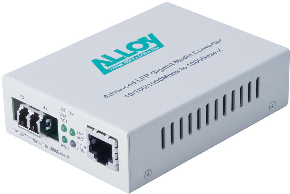 Alloy GCR2000LC 10/100/1000Base-T to Gigabit Fibre (LC) Converter with LFP via FEF or FM. 220m or 550m-0