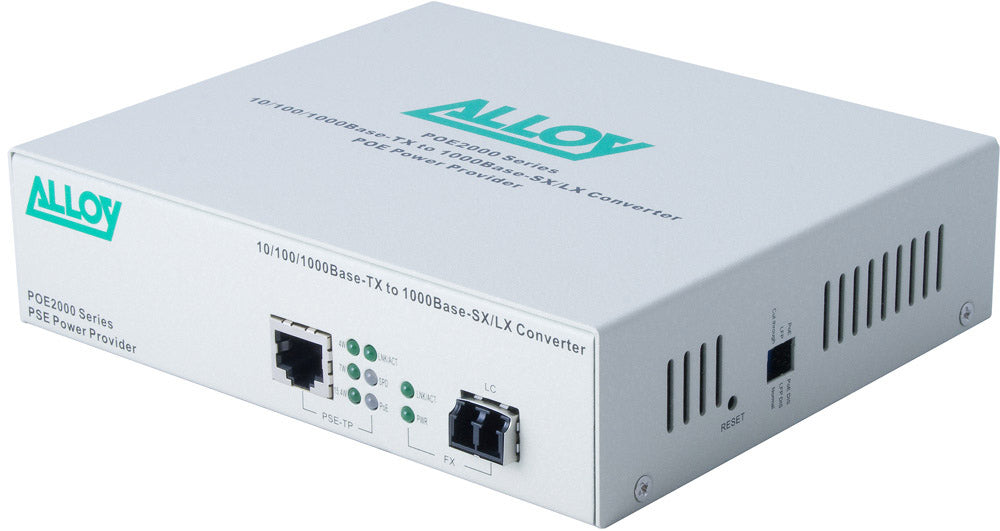 Alloy POE2000LC.10 10/100/1000Base-T PoE RJ-45 to 1000Base-LX SingleMode (LC). Wavelength: 1310nm. Max. range 10Km (EOL)-0