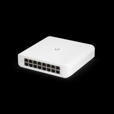 Ubiquiti UniFi Switch Lite 16 PoE, Layer 2, 16x GbE RJ45 Ports, 8x 802.3at PoE+ Ports, 45W PoE, Silent Operation, Wallmount Kit Include, 2Yr Warr-0