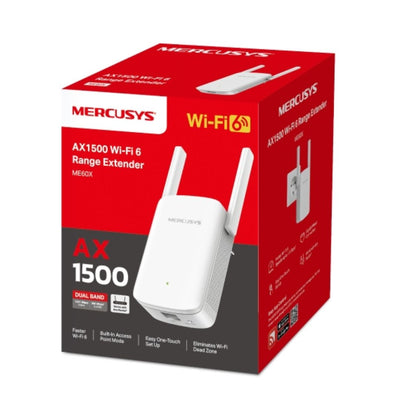 Mercusys ME60X AX1500 Wi-Fi 6 Range Extender, Dual Band Speeds up to 1500Mbps, 300Mbps@2.4 GHz, 1201Mbps@ 5 GHz-0