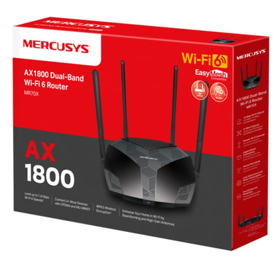 Mercusys MR70X AX1800 Dual-Band WiFi 6 Router, Up to 1.8Gbps, OFDMA, MU-MIMO, WPA3-0