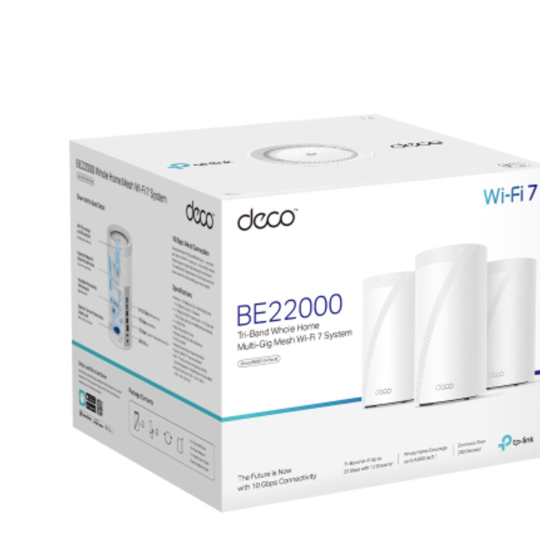 TP-Link Deco BE85(3-pack) BE22000 Tri-Band Whole Home Mesh Wi-Fi 7 System (WIFI7)-0