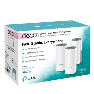 TP-Link Deco E4(3-pack) AC1200 Whole Home Mesh Wi-Fi System, ~370sqm Coverage-0