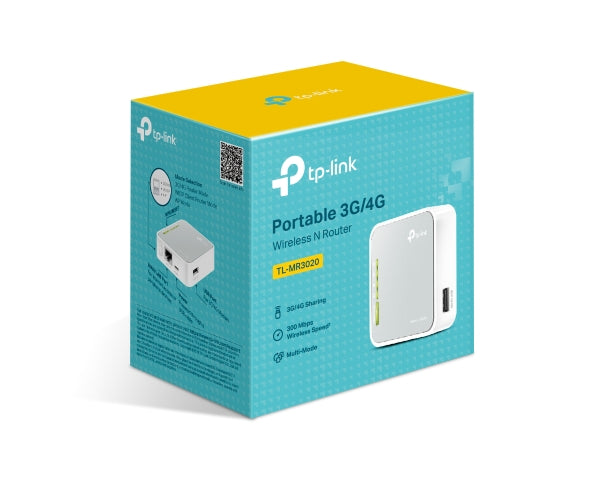 TP-Link TL-MR3020 Portable 3G/4G Wireless N Router 2.4GHz (150Mbps) 802.11bgn 1x100Mbps WAN/LAN 1xUSB 1xmini USB Internal Antennas ~TL-MR3220-0