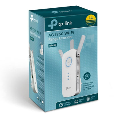 TP-Link RE450 AC1750 1750Mbps Wi-Fi Range Extender 450Mbps@2.4GHz 1300Mbps@5GHz 1Gbps LAN Port 3xAntennas ~RE580D RE590T-0