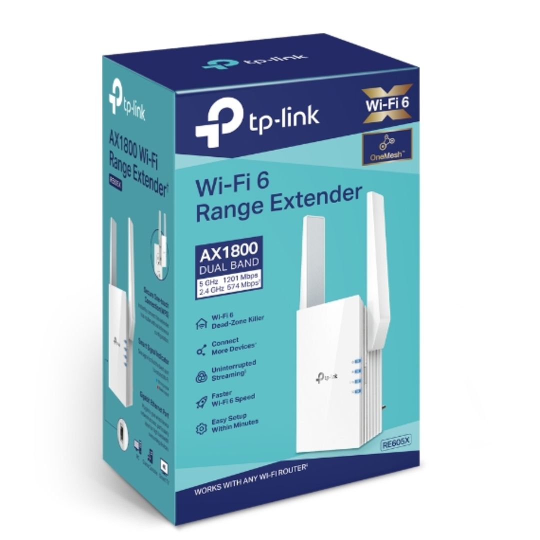 TP-Link RE605X AX1800 Wi-Fi Range Extender 574Mbps@2.4GHz 1201Mbps@5GHz  1x1GBps WPS 2xAntenna 2x2 MI-MIMO Dual Band Access Point-0