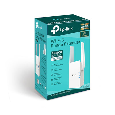 TP-Link RE705X AX3000 Mesh WiFi 6 Extender 574Mbps@2.4GHz 2402Mbps@5GHz, 1x Gigabit Ethernet Port, 2x External Antennas-0