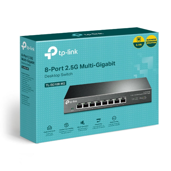 TP-Link TL-SG108-M2 8-Port 2.5G Desktop Switch, Up To 40G Switching Capacity, Connects 2.5G NAS/Server, 2.5G WiFi 6 AP, 4K Video, Wall Mountable, 5YW-0