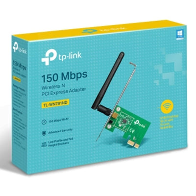 TP-Link TL-WN781ND N150 Wireless N PCI Express Adapter 2.4GHz (150Mbps) 802.11bgn 1x2dBi Detachable Omni Directional Antennas WPA/WPA2-0