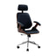 Artiss Wooden Office Chair Leather Seat Black-0