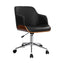 Artiss Wooden Office Chair Fabric Seat Black-0