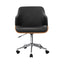 Artiss Wooden Office Chair Fabric Seat Black-2