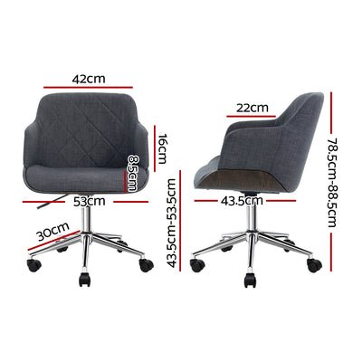 Artiss Wooden Office Chair Fabric Seat Grey-1