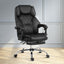 Artiss Executive Office Chair Leather Footrest Black-6