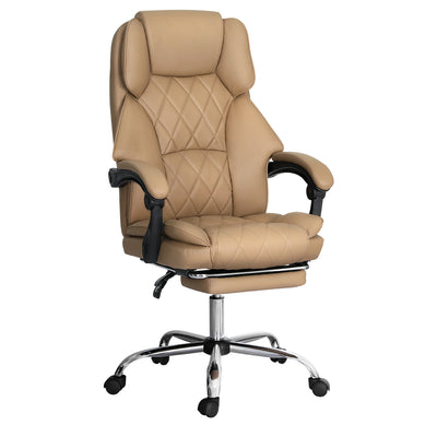 Artiss Executive Office Chair Leather Footrest Espresso-0