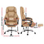 Artiss Executive Office Chair Leather Footrest Espresso-1