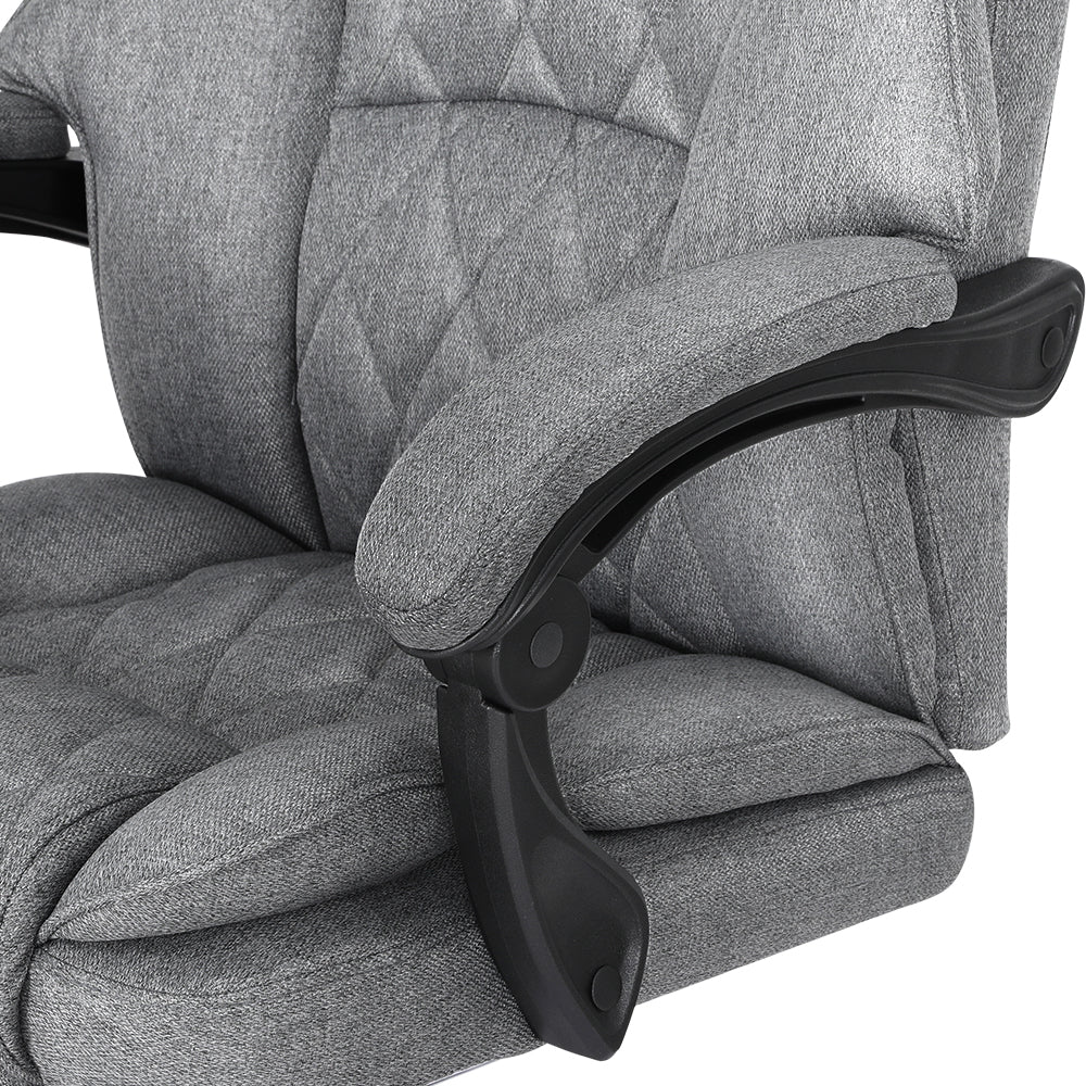 Artiss Executive Office Chair Fabric Footrest Grey-3