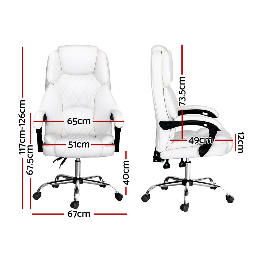 Artiss Executive Office Chair Leather Recliner White-1