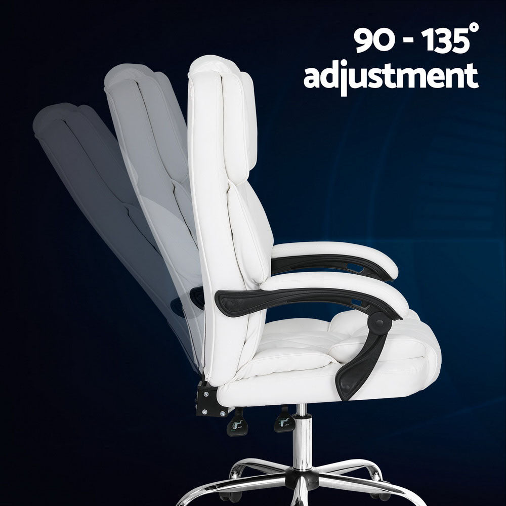 Artiss Executive Office Chair Leather Recliner White-4