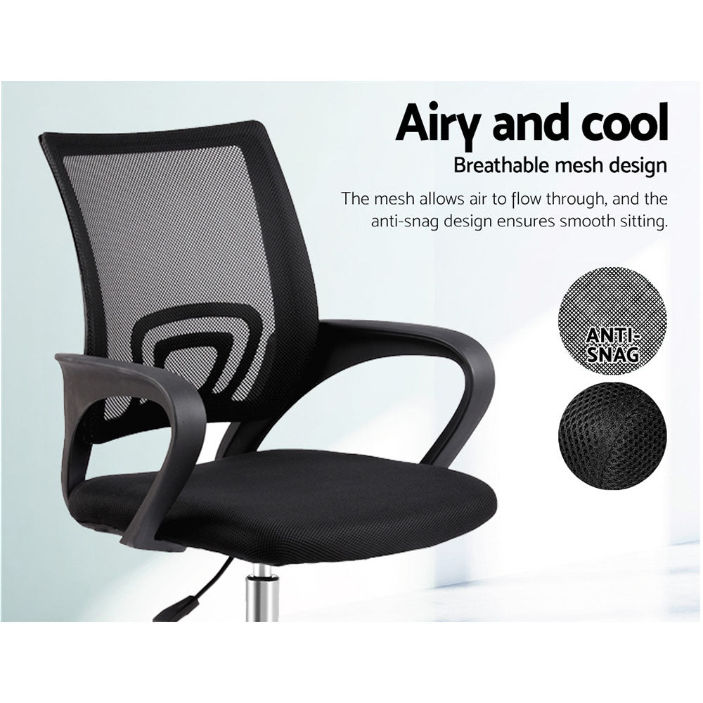 Artiss Mesh Office Chair Mid Back Black-3