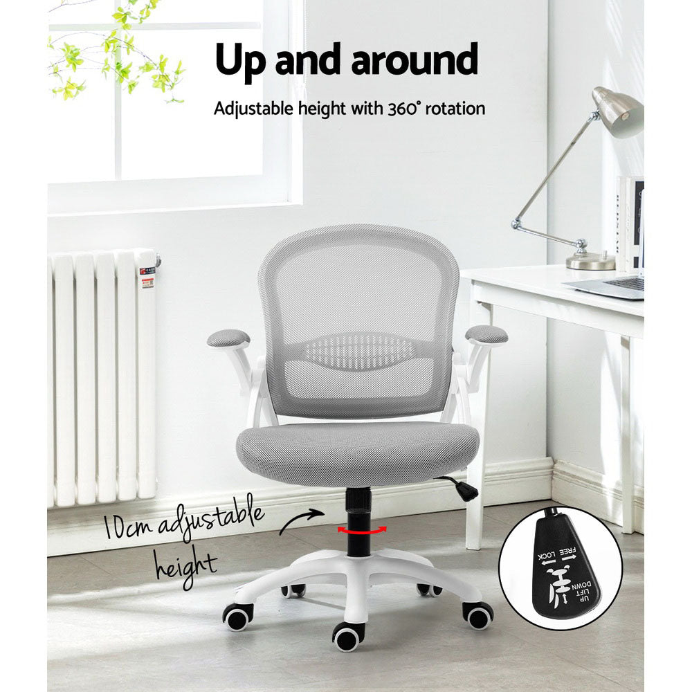 Artiss Mesh Office Chair Mid Back Grey-3