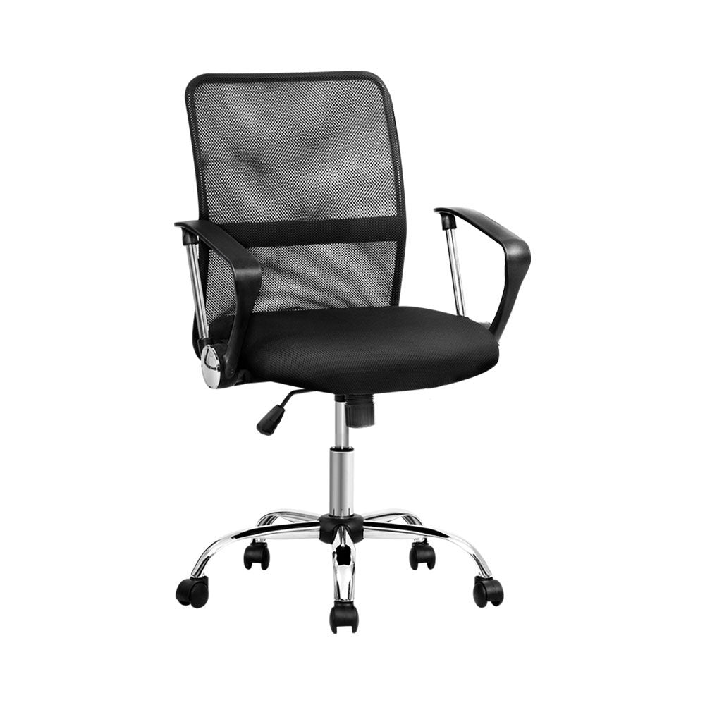 Artiss Mesh Office Chair Mid Back Black-0