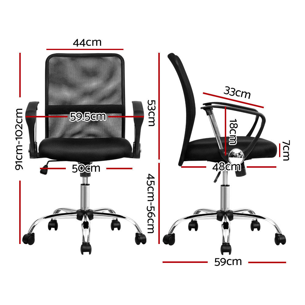 Artiss Mesh Office Chair Mid Back Black-1