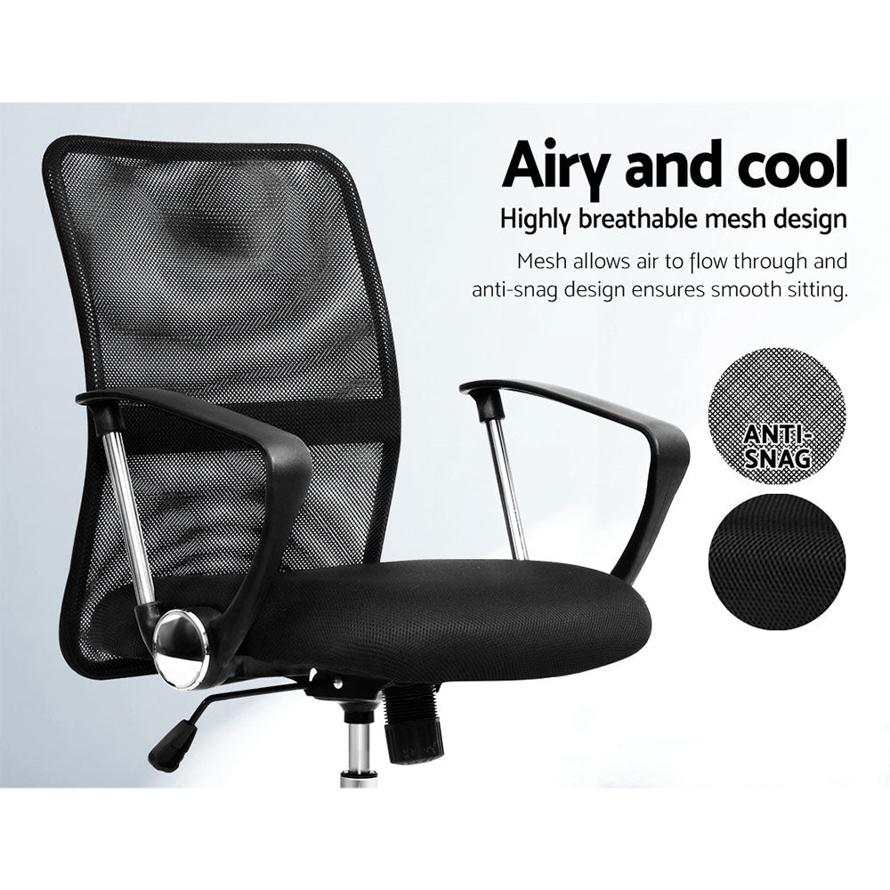 Artiss Mesh Office Chair Mid Back Black-4