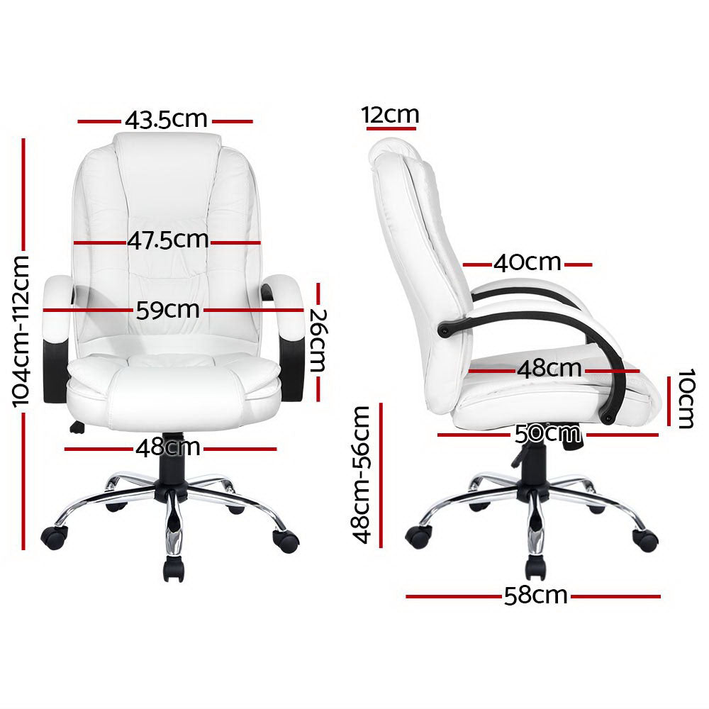 Artiss Executive Office Chair Leather Tilt White-1