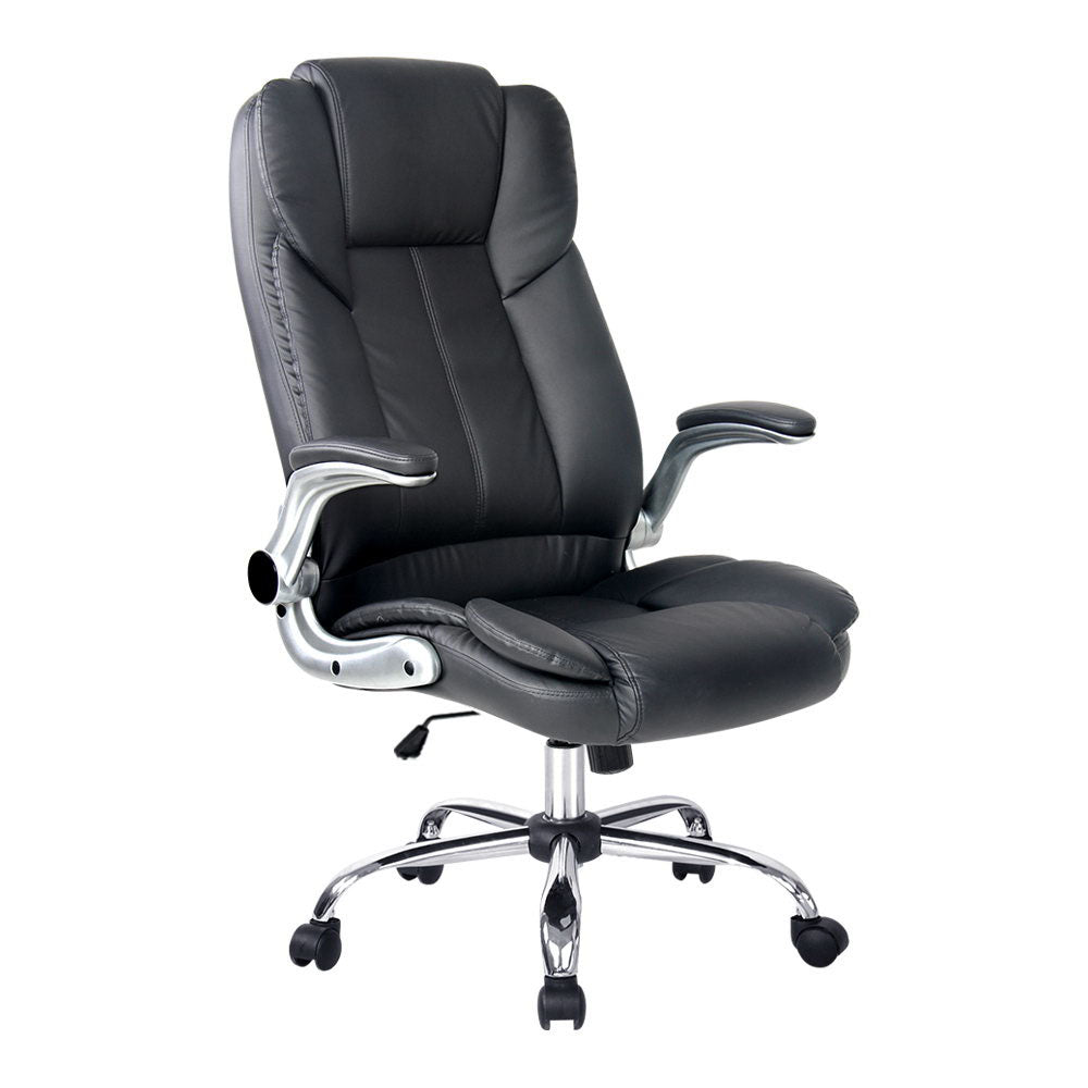 Artiss Executive Office Chair Leather Tilt Black-0