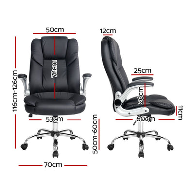 Artiss Executive Office Chair Leather Tilt Black-1