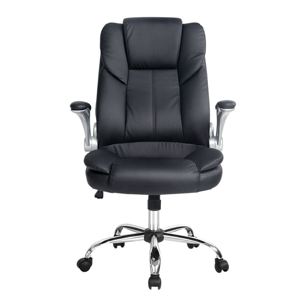 Artiss Executive Office Chair Leather Tilt Black-2