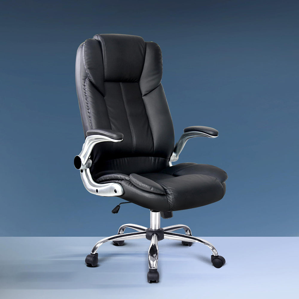 Artiss Executive Office Chair Leather Tilt Black-7