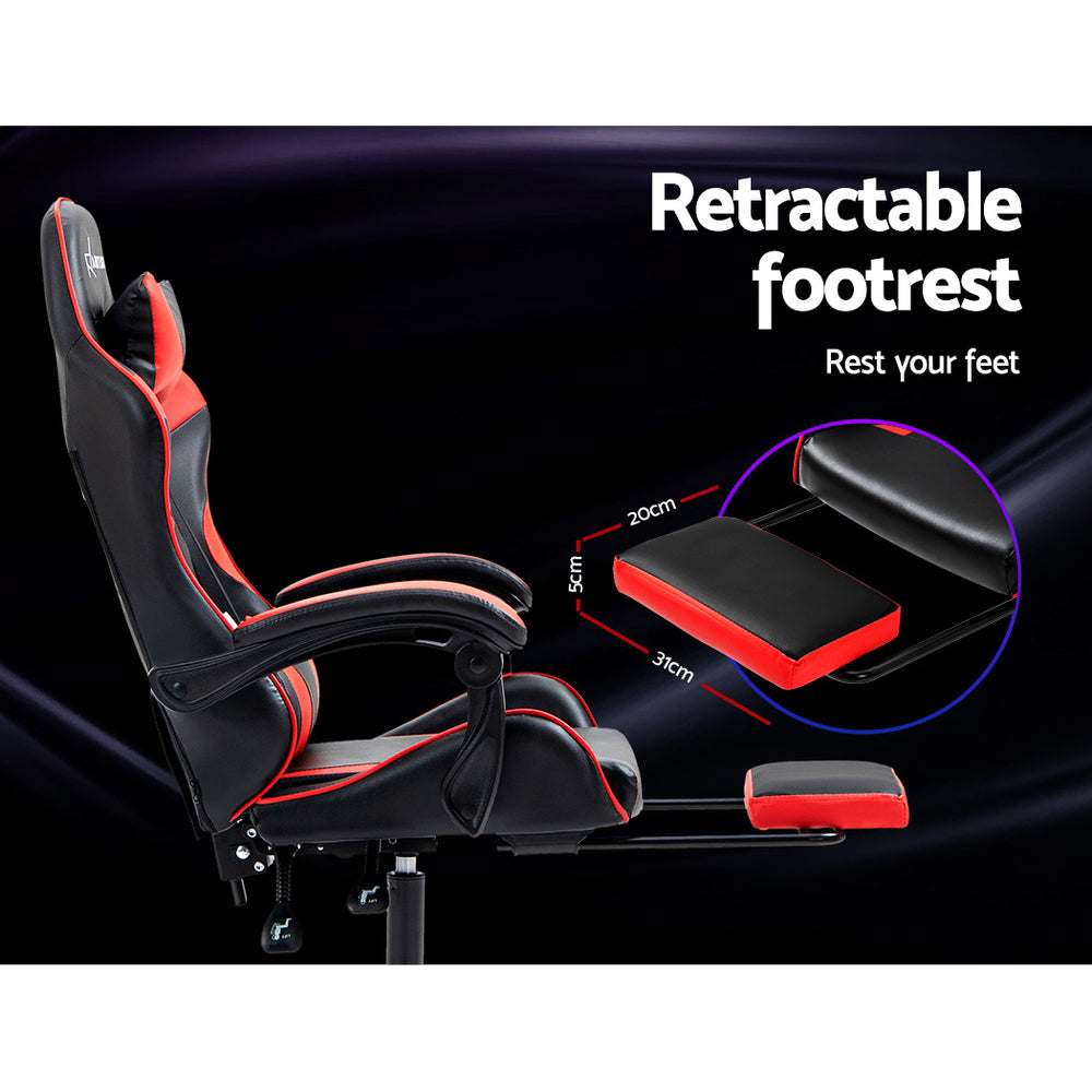 Artiss Gaming Office Chair Recliner Footrest Red-5