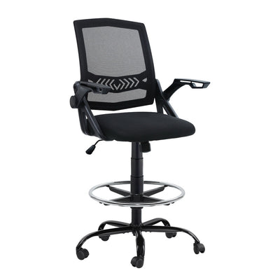 Artiss Office Chair Drafting Stool Mesh Chairs Black-0