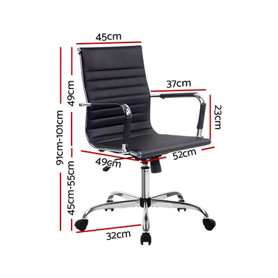 Artiss Office Chair Conference Chairs PU Leather Mid Back Black-1