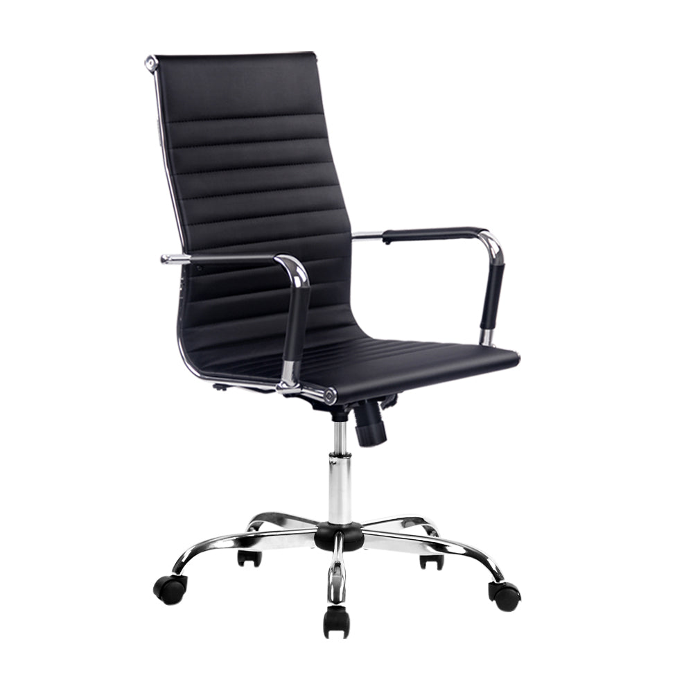 Artiss Office Chair Conference Chairs PU Leather High Back Black-0