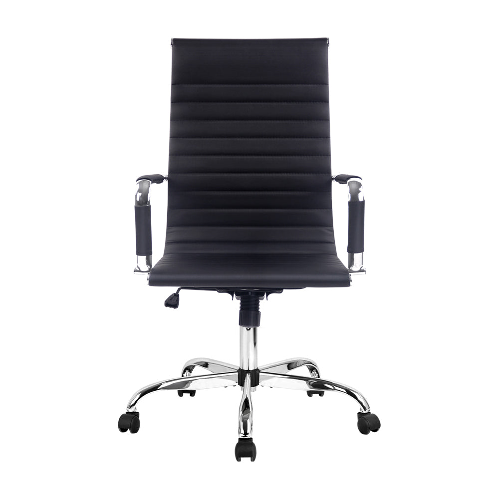 Artiss Office Chair Conference Chairs PU Leather High Back Black-2