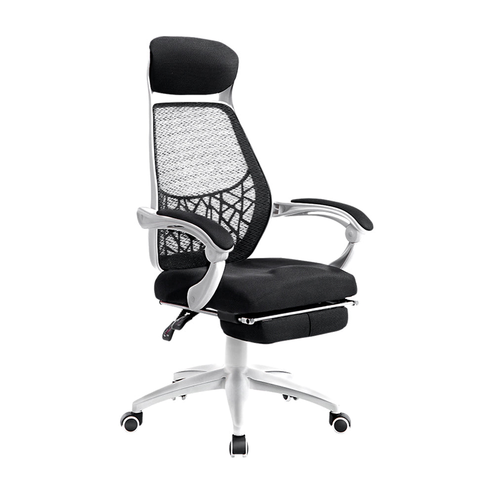 Artiss Mesh Office Chair Recliner Black White-0