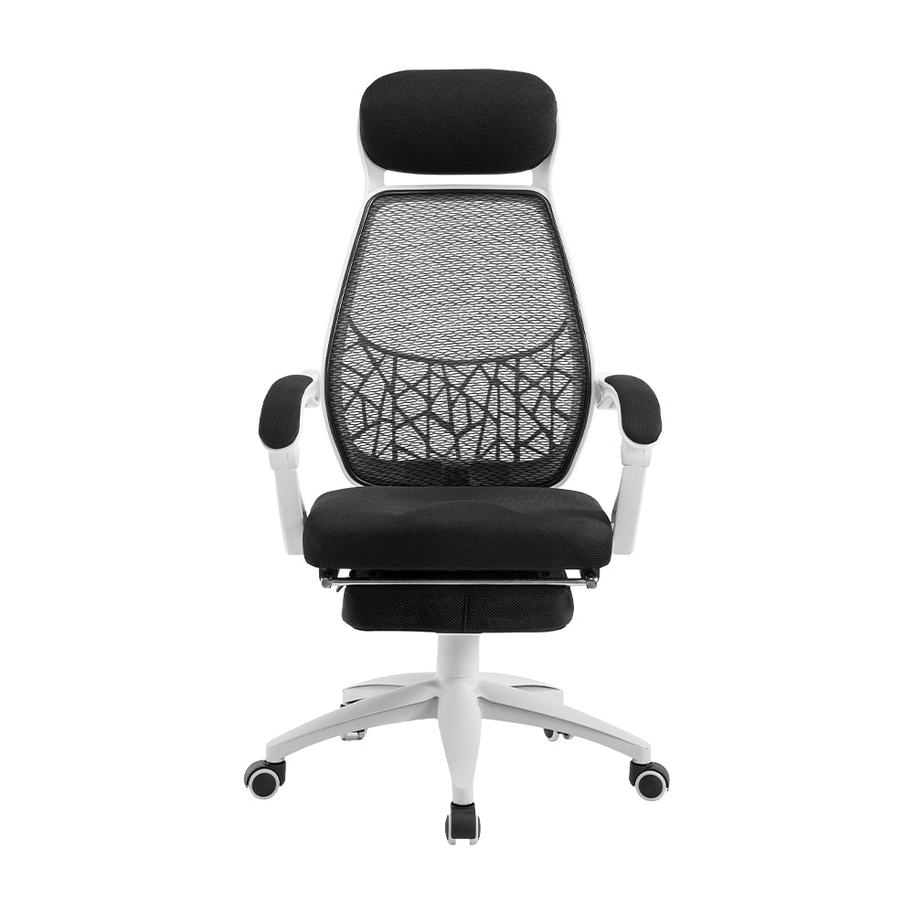 Artiss Mesh Office Chair Recliner Black White-2