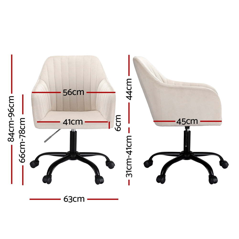 Artiss Office Chair Velvet Seat Cream-1