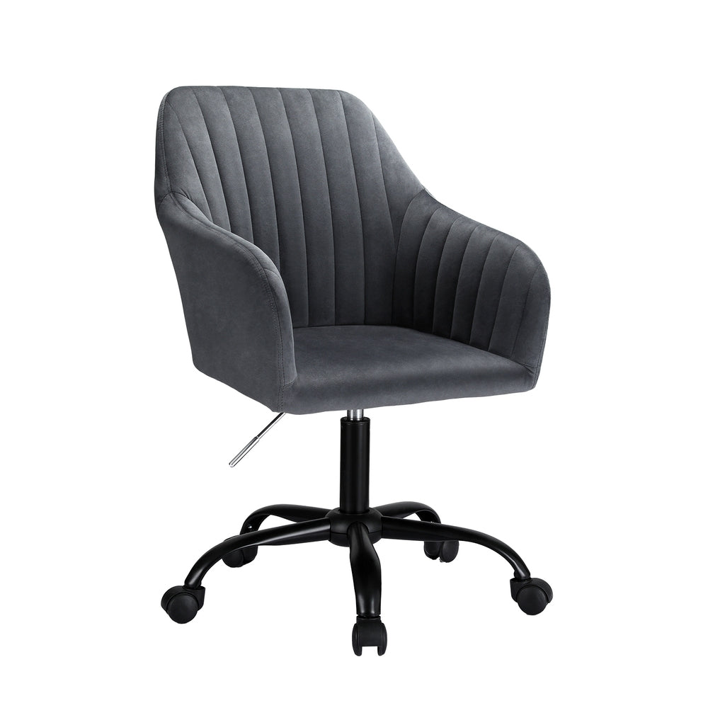 Artiss Office Chair Velvet Seat Dark Grey-0